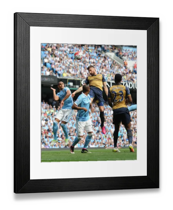Framed Print : Giroud's Decisive Strike: Manchester City vs. Arsenal, Premier League 2015-16
