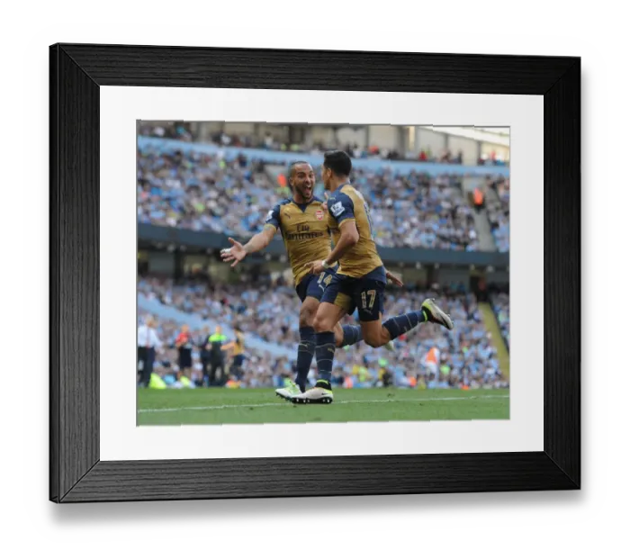 Framed Print : Alexis Sanchez and Theo Walcott: Celebrating Arsenal's Goals Against Manchester City (May 2016) Framed Print : Alexis Sanchez and Theo Walcott: Celebrating Arsenal's Goals Against Manchester City (May 2016)