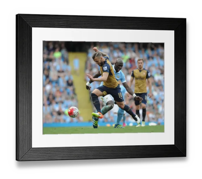Framed Print : Wilshere vs. Mangala: Clash of the Titans in Manchester City vs. Arsenal Premier League Showdown (May 2016)