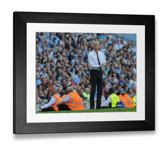 Framed Print : Arsene Wenger at Manchester City vs Arsenal, Premier League 2015-16: A Tense Showdown