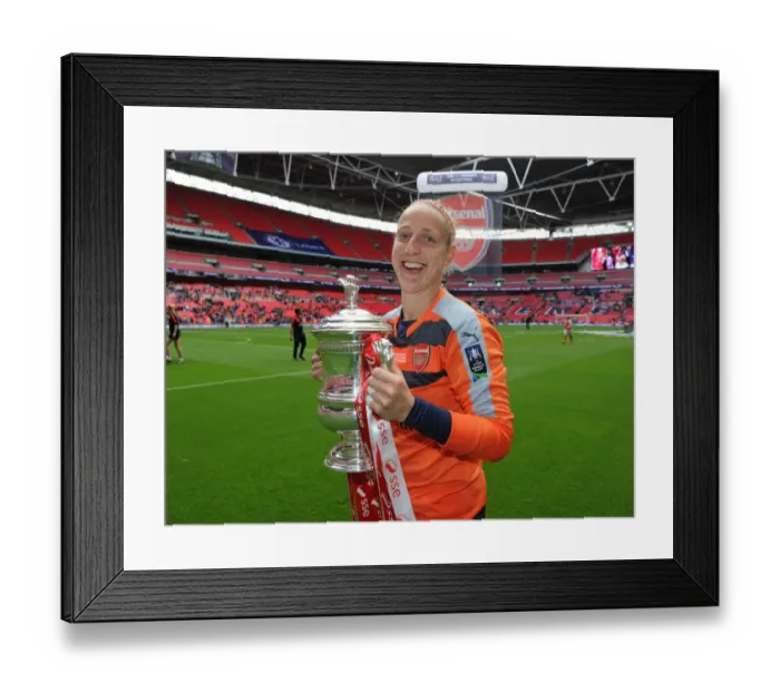 Framed Print : Arsenal Ladies Celebrate FA Cup Victory: Sari van Veenendal Lifts the Trophy