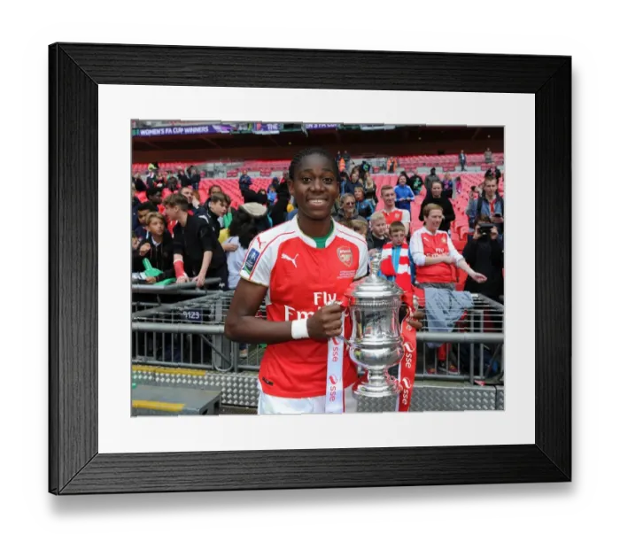 Framed Print : Arsenal Women's Team Triumphs in FA Cup Final: Asisat Oshoala Lifts the Trophy Framed Print : Arsenal Women's Team Triumphs in FA Cup Final: Asisat Oshoala Lifts the Trophy