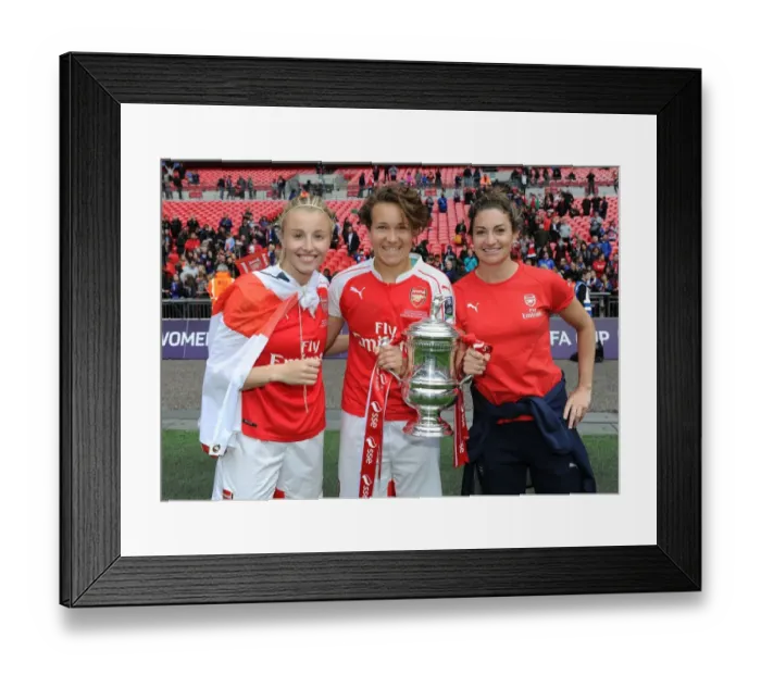 Framed Print : Arsenal Ladies Celebrate FA Cup Victory: Williamson, Henning, and Taylor Lift the Trophy Framed Print : Arsenal Ladies Celebrate FA Cup Victory: Williamson, Henning, and Taylor Lift the Trophy
