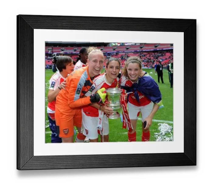 Framed Print : Arsenal Ladies Celebrate FA Cup Victory: Triumphant Moment with Van Veenendaal, Van de Donk, and Janssen