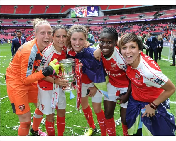 Arsenal Ladies Triumph in FA Cup Final: Van Veenendaal, van de Donk, Janssen, Oshoala, and Corredera Celebrate Victory