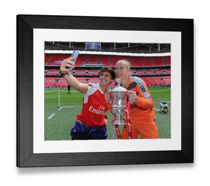 Framed Print : Arsenal Ladies Celebrate FA Cup Victory: Marta Corredera and Sari van Veenendaal Triumph with the Trophy Framed Print : Arsenal Ladies Celebrate FA Cup Victory: Marta Corredera and Sari van Veenendaal Triumph with the Trophy