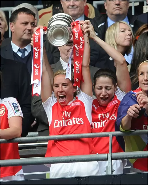 Arsenal Ladies Celebrate FA Cup Victory: Vicky Losada and Jordan Nobbs Triumph with the Trophy