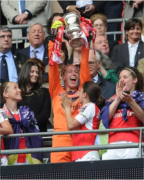 Arsenal Ladies Celebrate FA Cup Victory: Sari van Veenendal Lifts the Trophy