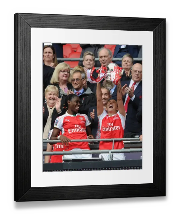 Framed Print : Arsenal Ladies Celebrate FA Cup Victory: Fara Williams and Asisat Oshoala Lift the Trophy