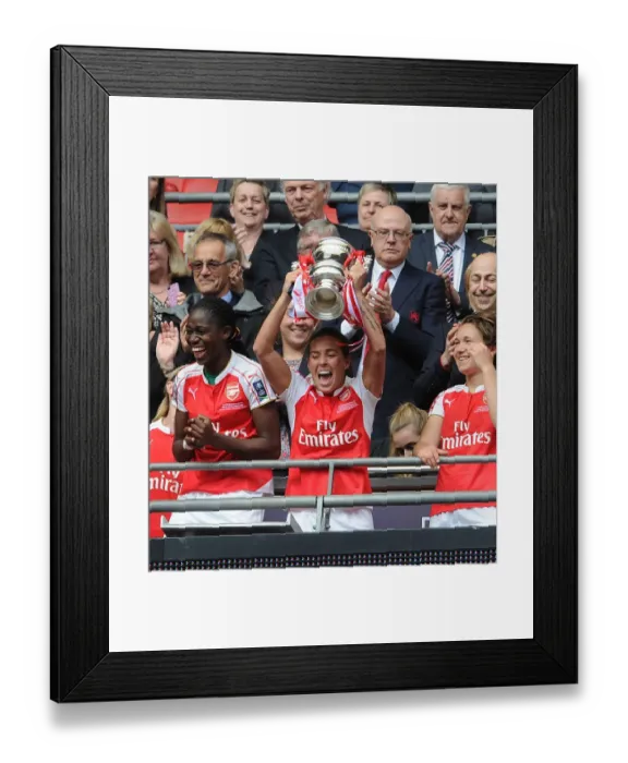 Framed Print : Arsenal Ladies Triumph in FA Cup Final: Fara Williams and Asisat Oshoala with the Trophy Framed Print : Arsenal Ladies Triumph in FA Cup Final: Fara Williams and Asisat Oshoala with the Trophy
