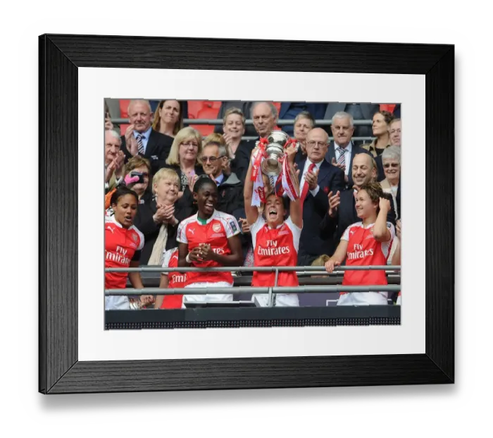 Framed Print : Arsenal Ladies Celebrate FA Cup Victory: Fara Williams and Asisat Oshoala Lift the Trophy