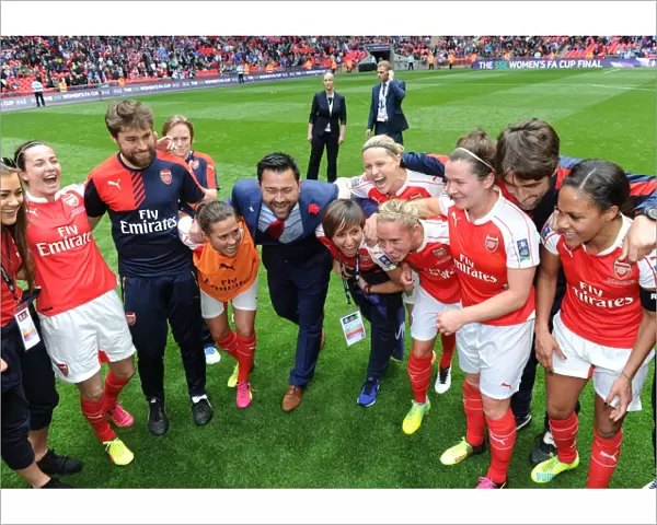 Arsenal Ladies Triumph in FA Cup Final: Pedro Martinez Losa and Team Celebrate at Wembley
