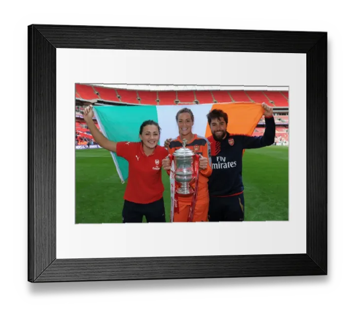 Framed Print : Arsenal Ladies Celebrate FA Cup Victory: McCabe, Byrne, and O'Caireallain Lift the Trophy Framed Print : Arsenal Ladies Celebrate FA Cup Victory: McCabe, Byrne, and O'Caireallain Lift the Trophy