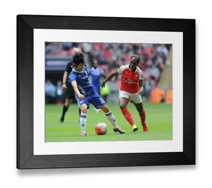 Framed Print : Arsenal vs Chelsea: FA Women's Cup Final - A Clash of Stars: Danielle Carter vs Ji So-Yun at Wembley Stadium