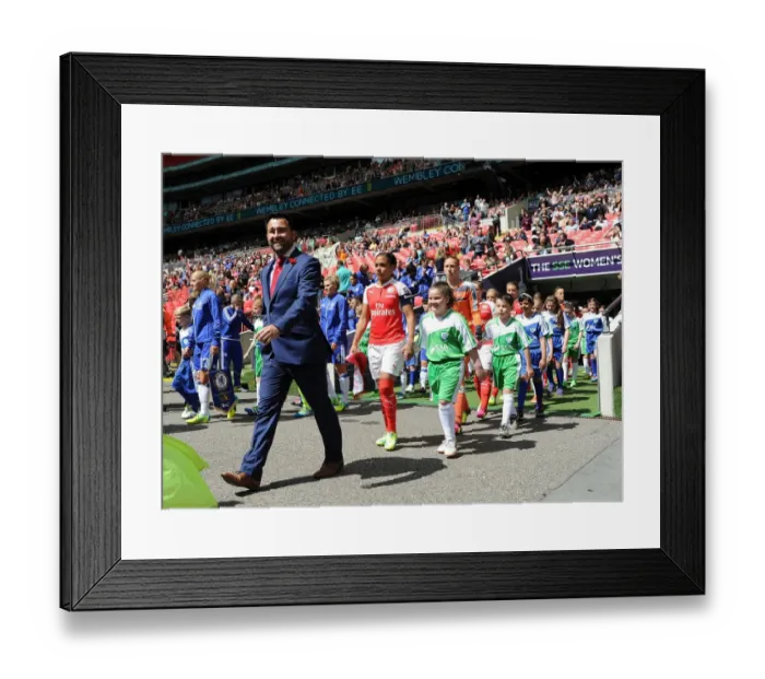Framed Print : Arsenal Ladies and Chelsea Ladies Face Off in FA Cup Final 2016: Pedro Martinez Losa and Alex Scott Lead the Teams