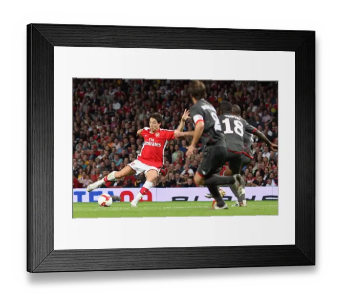 Framed Print : Samir Nasri breaks past Douglas to score the 1st Arsenal goal