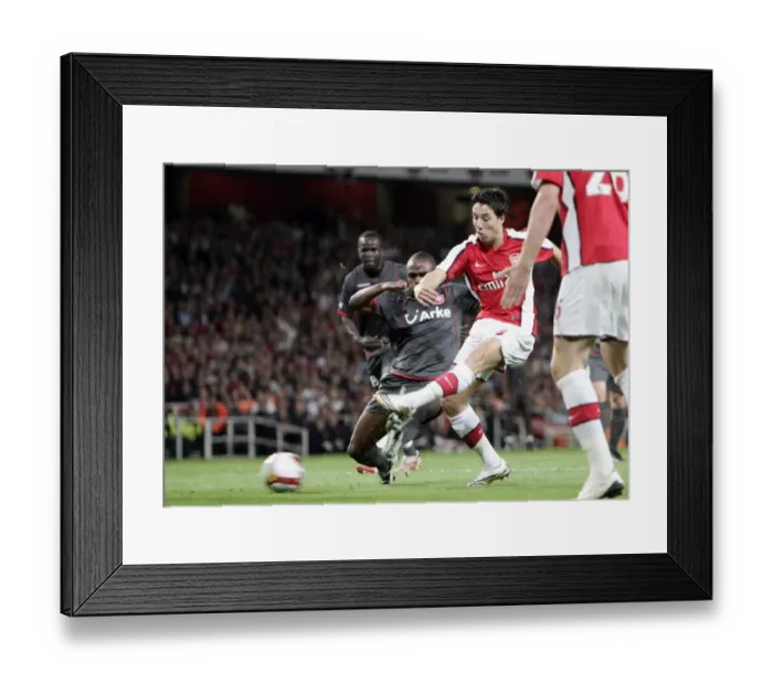 Framed Print : Samir Nasri scores Arsenals 1st goal under pressure