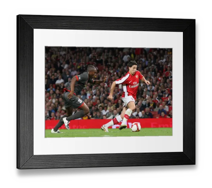 Framed Print : Samir Nasri breaks past Edson Braafheid to score the 1st Arsenal goal Framed Print : Samir Nasri breaks past Edson Braafheid to score the 1st Arsenal goal