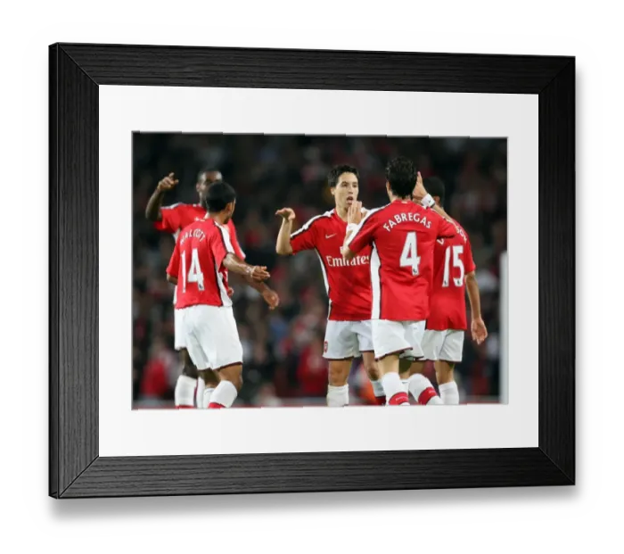 Framed Print : Samir Nasri celebrates scoring Arsenals 1st goal with Cesc Fabregas