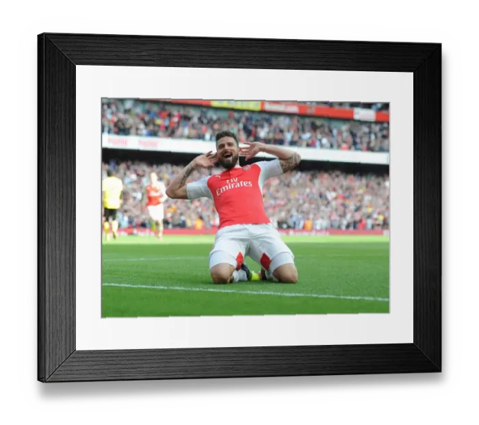Framed Print : Giroud Scores His Second Goal: Arsenal's Victory Against Aston Villa (2015-16)