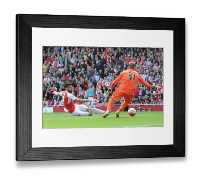 Framed Print : Olivier Giroud's Hat-Trick: Arsenal Crushes Aston Villa in 2015-16 Premier League