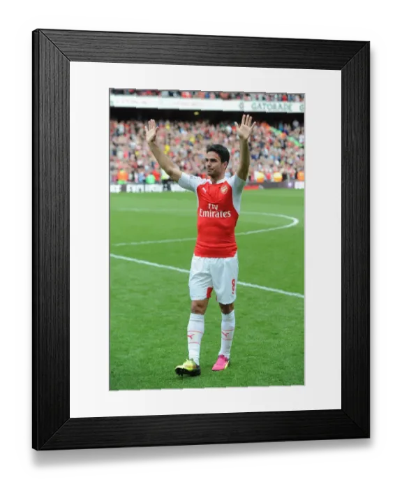Framed Print : Mikel Arteta's Triumphant Moment: Arsenal's Victory over Aston Villa (2015-16)