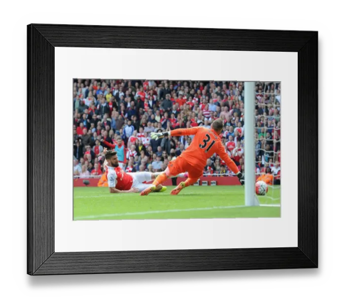 Framed Print : Arsenal's Olivier Giroud Scores Hat-trick Against Aston Villa in 2015-16 Premier League