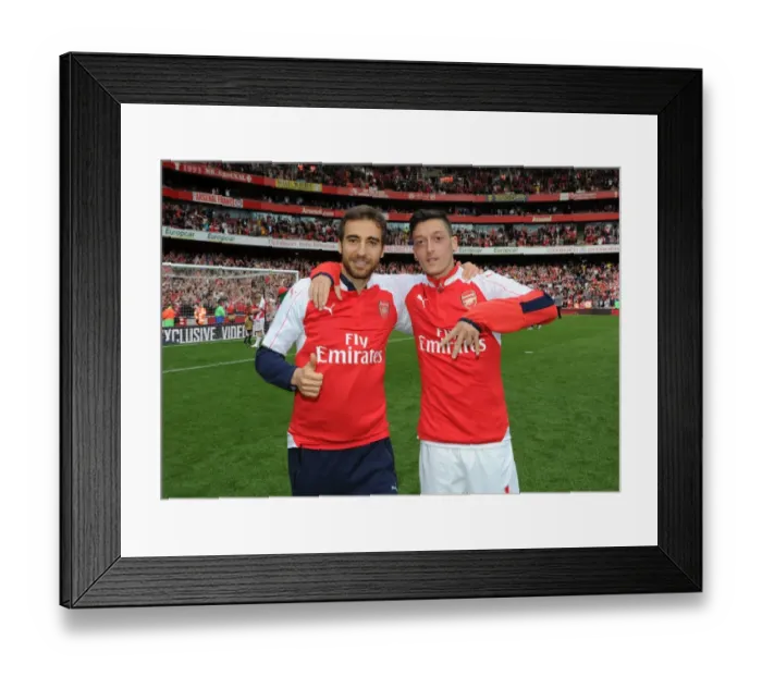 Framed Print : Arsenal's Flamini and Ozil Celebrate Victory Over Aston Villa in the 2015-16 Premier League Framed Print : Arsenal's Flamini and Ozil Celebrate Victory Over Aston Villa in the 2015-16 Premier League