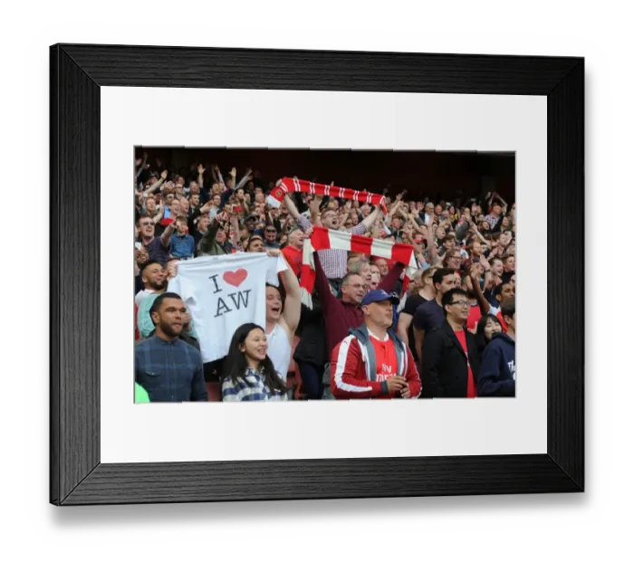 Framed Print : Passionate Arsenal Fans at Emirates Stadium during Arsenal vs Aston Villa, Premier League 2015-16