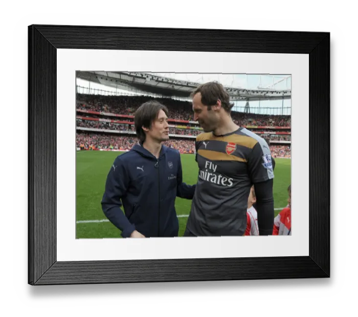 Framed Print : Arsenal's Cech and Rosicky: Victory Celebration Against Aston Villa (2015-16)