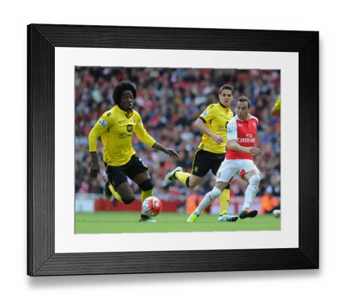 Framed Print : Arsenal's Santi Cazorla Faces Intense Pressure from Aston Villa's Midfield Duo