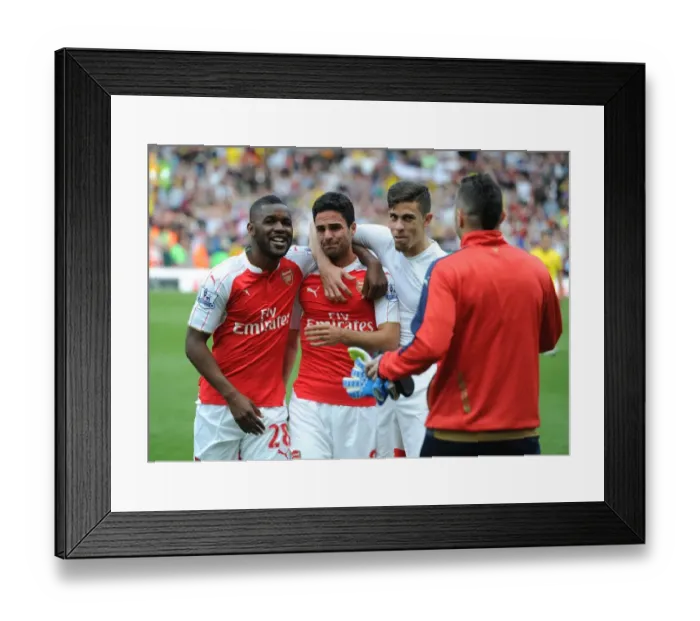 Framed Print : Arsenal: Mikel Arteta Celebrates Victory with Teammates Framed Print : Arsenal: Mikel Arteta Celebrates Victory with Teammates