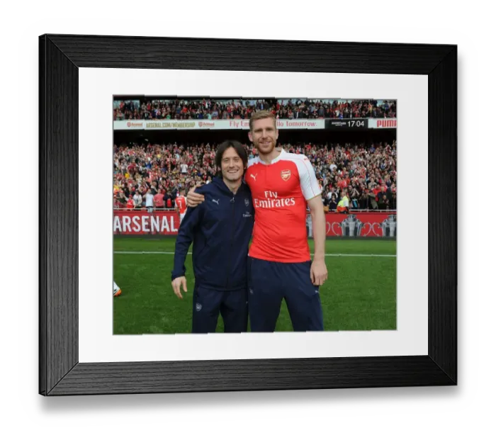 Framed Print : Arsenal's Rosicky and Mertesacker Celebrate 2015-16 Premier League Victory Over Aston Villa