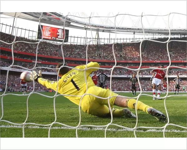 Robin van Persie shoots past Shay Given from the penalty