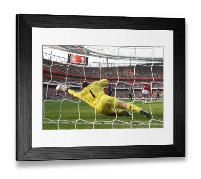 Framed Print : Robin van Persie shoots past Shay Given from the penalty