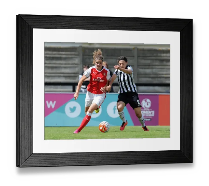 Framed Print : Arsenal Ladies Defeat Notts County 2-0: Dominique Janssen vs. Rachel Williams Showdown at Meadow Park