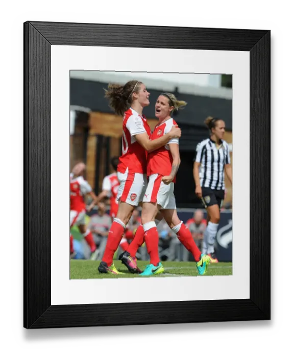 Framed Print : Kelly Smith and Dominique Janssen (Arsenal Ladies) celebrate the 2nd goal