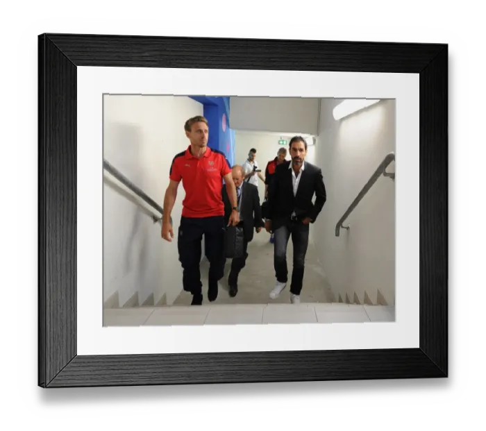 Framed Print : Nacho Monreal Reunites with Robert Pires at Lens Friendly, 2016 Framed Print : Nacho Monreal Reunites with Robert Pires at Lens Friendly, 2016