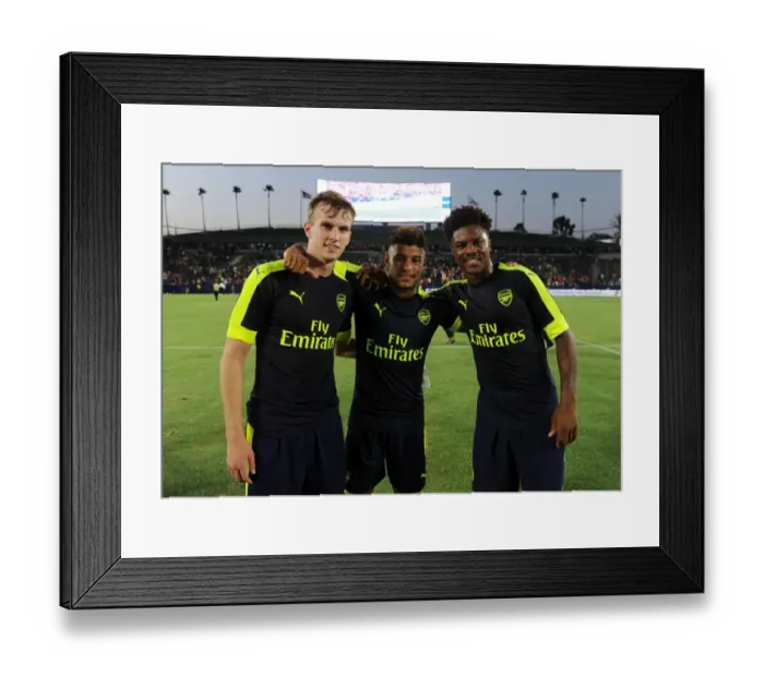 Framed Print : Arsenal's Three Goalscorers Celebrate Pre-Season Victory Framed Print : Arsenal's Three Goalscorers Celebrate Pre-Season Victory