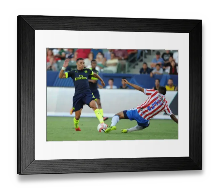 Framed Print : Arsenal vs Chivas: A Clash of Stars - Kieran Gibbs vs Hedgardo Marin