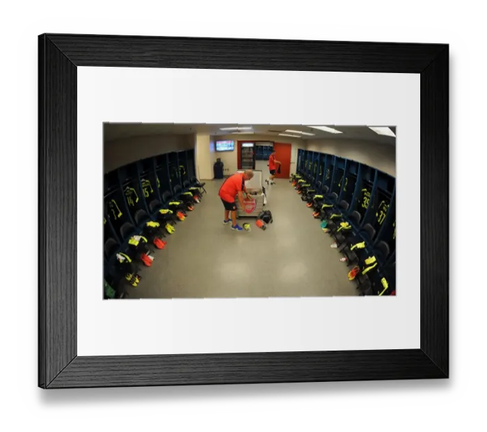 Framed Print : Arsenal FC: Behind the Scenes in the Changing Room before Arsenal v Chivas (2016-17)