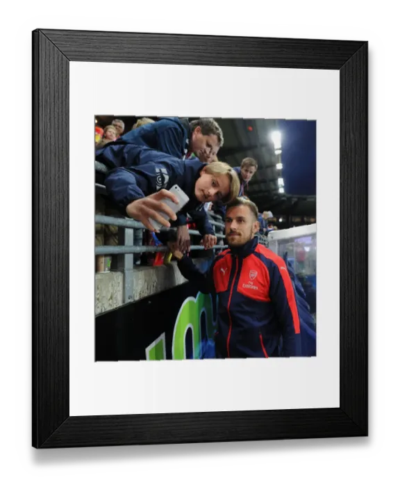 Framed Print : Aaron Ramsey Celebrates with Arsenal Fans after Viking FK Victory, 2016