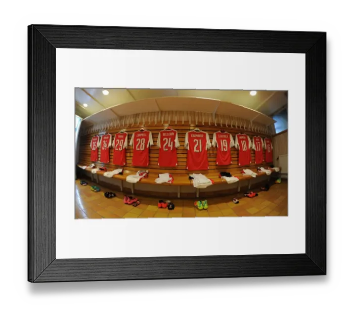 Framed Print : Arsenal vs Manchester City: Pre-Season Friendly - A Glimpse into Arsenal's Changing Room, Gothenburg 2016
