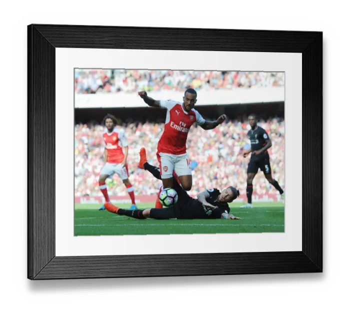 Framed Print : Theo Walcott's Tripping Controversy: A Turning Point in the Arsenal-Liverpool Rivalry