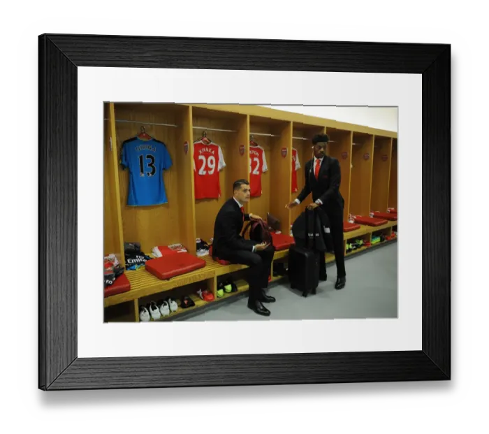 Framed Print : Arsenal Squad Moment: Xhaka and Akpom in the Changing Room Before Arsenal vs Liverpool (2016-17) Framed Print : Arsenal Squad Moment: Xhaka and Akpom in the Changing Room Before Arsenal vs Liverpool (2016-17)