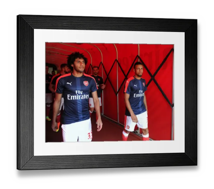 Framed Print : Arsenal's Elneny and Coquelin: Pre-Match Focus before Arsenal vs. Liverpool, 2016-17 Premier League