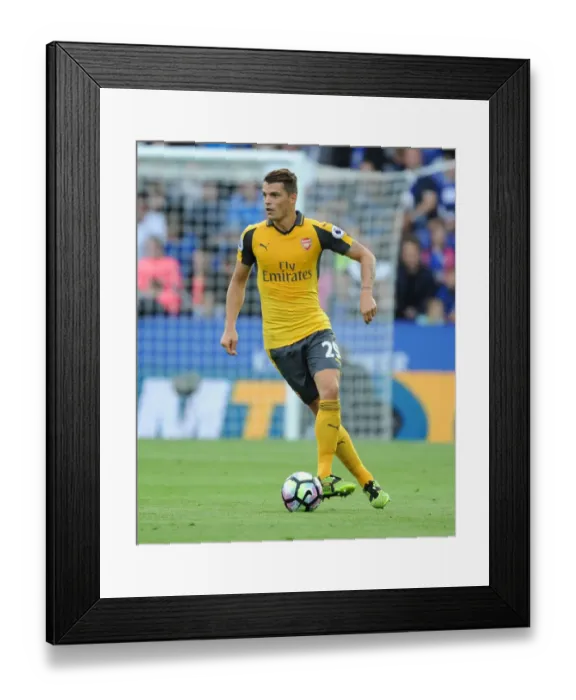 Framed Print : Granit Xhaka in Action: Arsenal vs. Leicester City, Premier League 2016-17