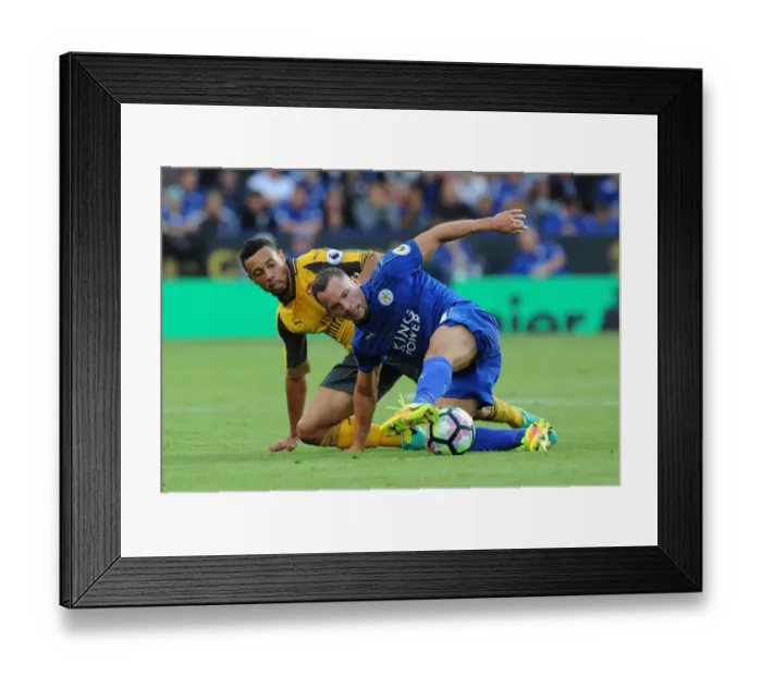 Framed Print : Coquelin vs. Drinkwater: A Premier League Showdown at The King Power Stadium Framed Print : Coquelin vs. Drinkwater: A Premier League Showdown at The King Power Stadium