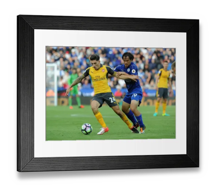 Framed Print : Bellerin vs Okazaki: A Premier League Showdown at The King Power Stadium Framed Print : Bellerin vs Okazaki: A Premier League Showdown at The King Power Stadium