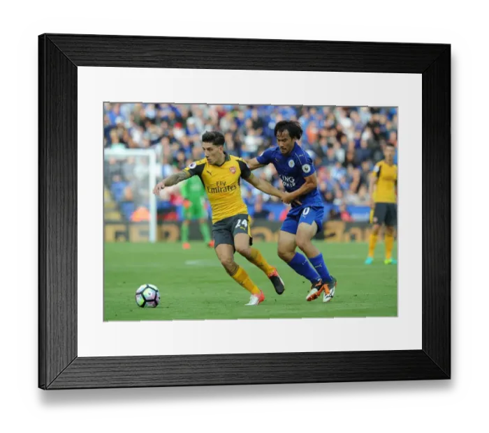 Framed Print : Bellerin vs. Okazaki: A Football Battle at The King Power Stadium (Arsenal vs. Leicester City, 2016-17)